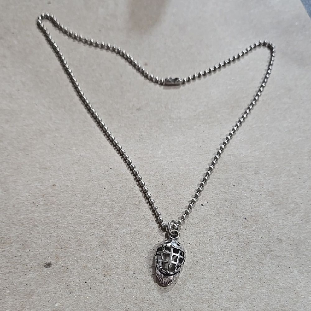 Goalies Necklace Face Mask Helmet Jewelry Gift Rugby Dad Silver Tone